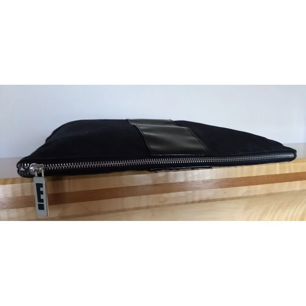 E Cosmetics Black Canvas Zippered Cotton Houndstooth Makeup Toiletry‎ Travel Bag